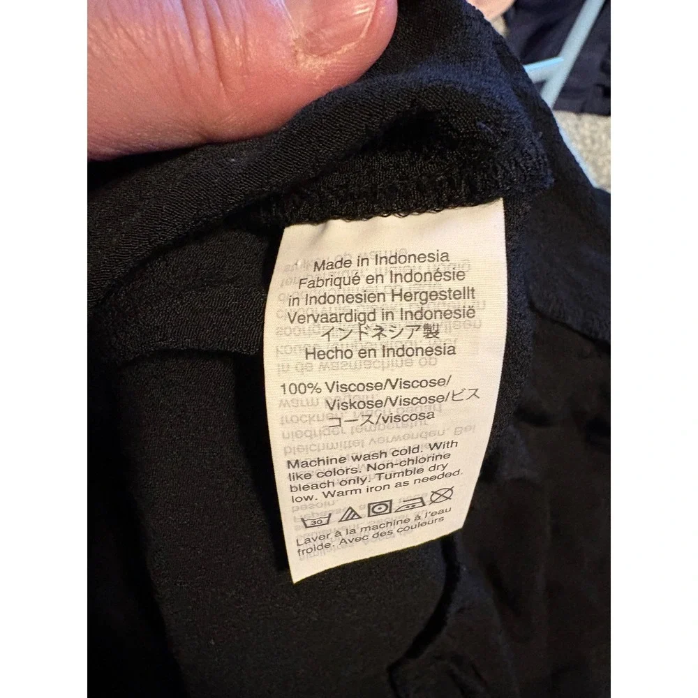 Madewell Black Button Front Peplum‎ Top V-Neck Short Puff Sleeve Blouse Small
